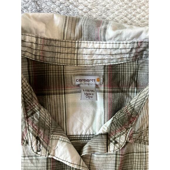 Carhartt Women's Button Down Huron Plaid Roll Long Sleeve Shirt Size Large - Picture 3 of 8